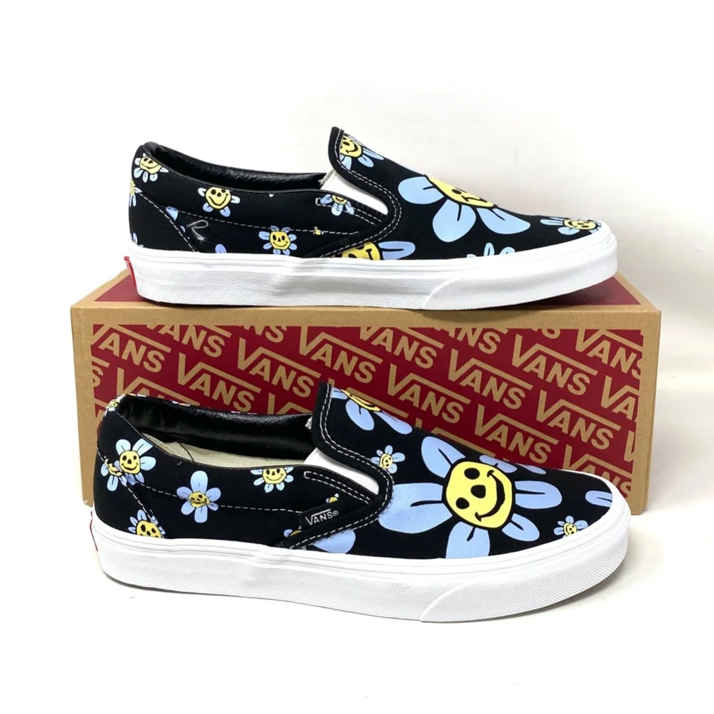 VANS Classic Slip On Low Top Black Floral Canvas Men’s Size Sneakers VN0A5JMHY23 - Picture 9 of 11